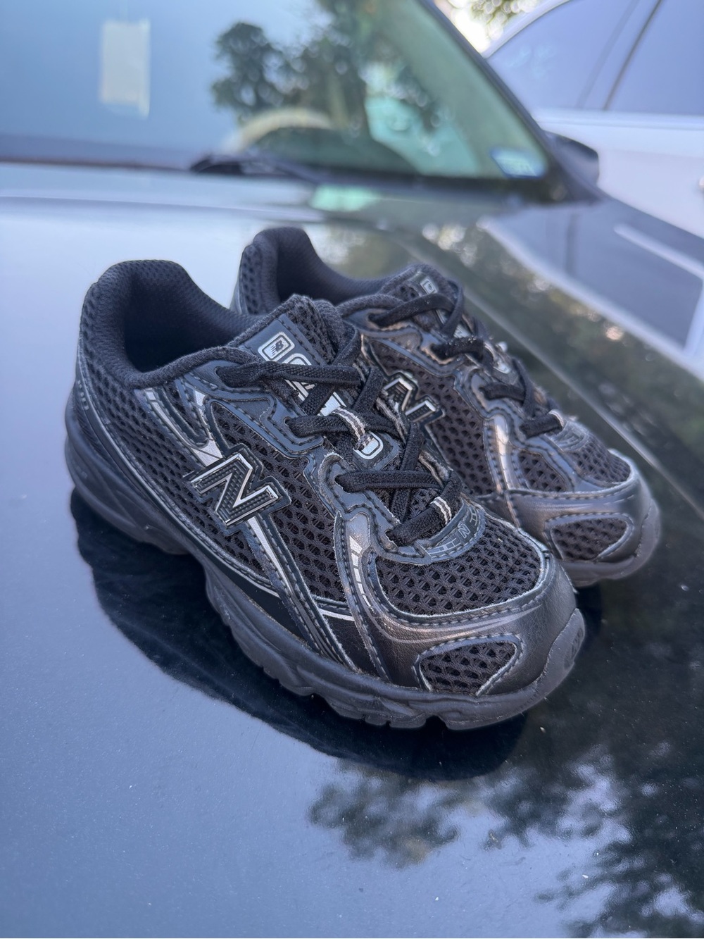 New Balance Kids Black Mesh Athletic Sneakers
